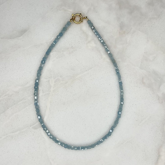 Aquamarine Mini Gemstone Necklace - Tria Made, LLC