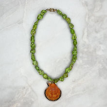  Chunky Green Turquoise Gemstone Necklace + Natural Shell Pendant - Tria Made, LLC