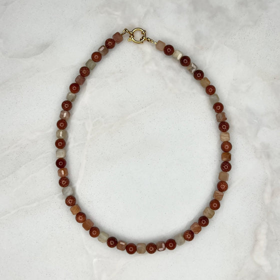 Goldstone & Sunstone Mixed Gemstone Necklace - Tria Made, LLC