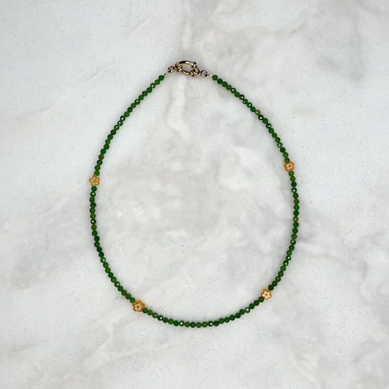 Green & Yellow Flower Mini Necklace - Tria Made, LLC