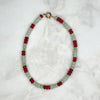 Light Green & Magenta Flower Gemstone Necklace - Tria Made, LLC