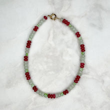  Light Green & Magenta Flower Gemstone Necklace - Tria Made, LLC