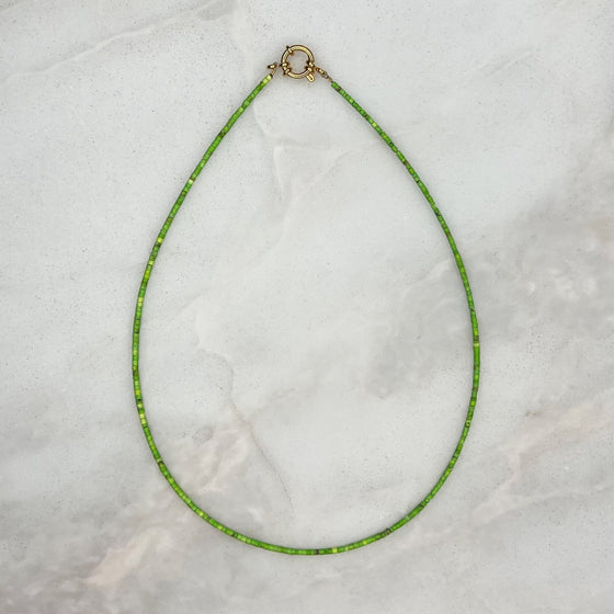 Lime Green Turquoise Mini Gemstone Necklace - Tria Made, LLC