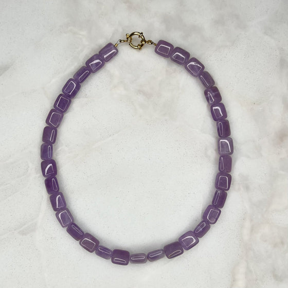 Purple Chiclets Gemstone Necklace - Tria Made, LLC