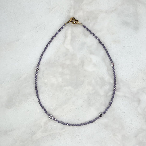 Purple Flower Mini Necklace - Tria Made, LLC