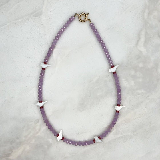 Purple & Magenta Birds and the Beads Necklace - Tria Made, LLC