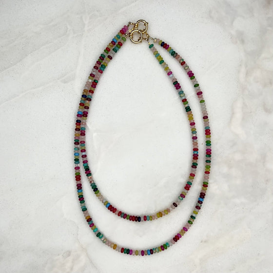 Rainbow Layering Gemstone Necklace - Tria Made, LLC